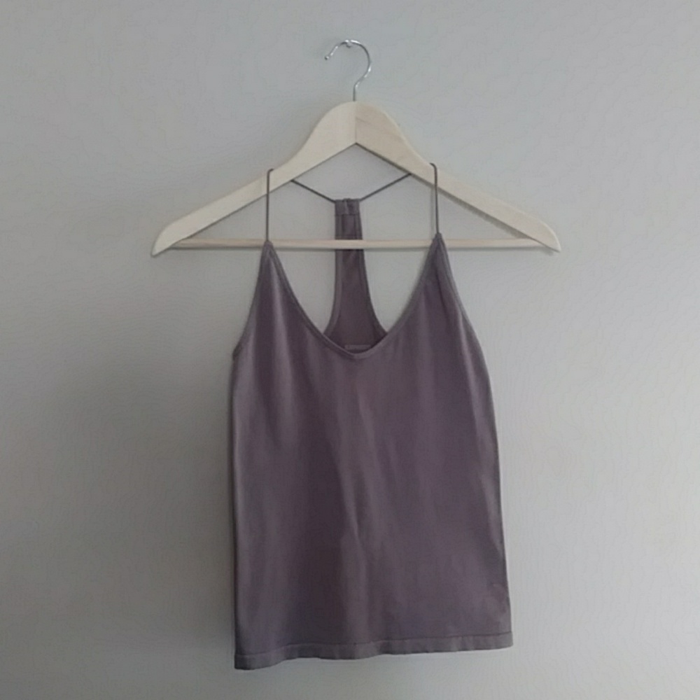 {Express} Cropped Racerback Tank Tan Medium